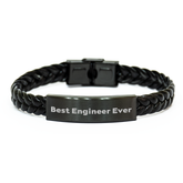 Funny Engineer Gifts from Friends for Best Engineer Ever Interlaced Leather Bracelet for Graduation, Men's Unique Leather Cuff - Image 1